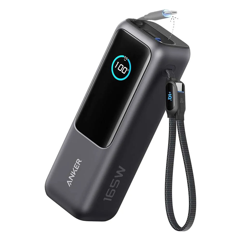 Anker 165W 25,000mAh Power Bank with built-in USB-C cables – portable fast charger in Doha, Qatar. Anker 165W 25,000mAh Power Bank with built-in USB-C cables – portable fast charger in Doha, Qatar.